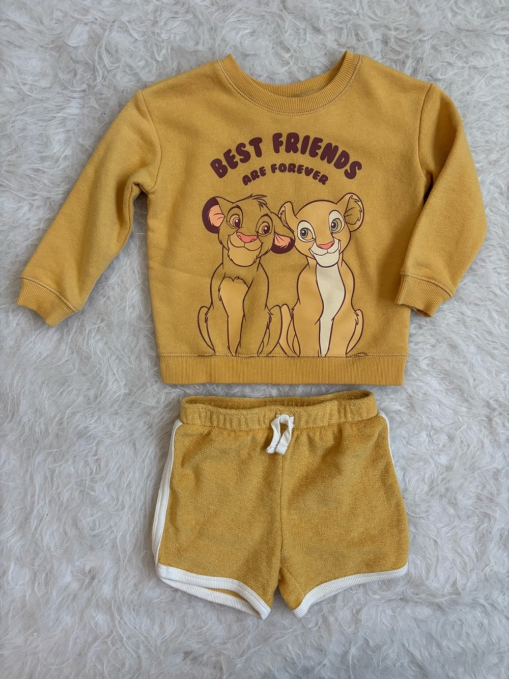 Disney Baby/Jumping Bean Lion King Mustard Yellow Sweatshirt & Shorts Set